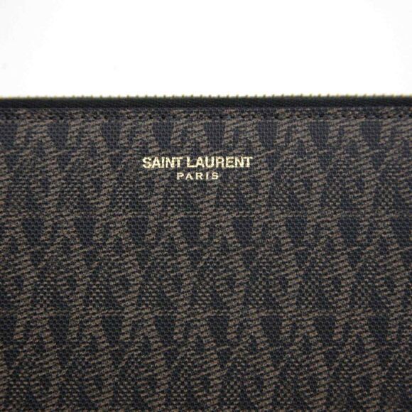 Saint Laurent YSL Men's Black/Brown Leather Zip Around Wallet - Picture 2 of 10